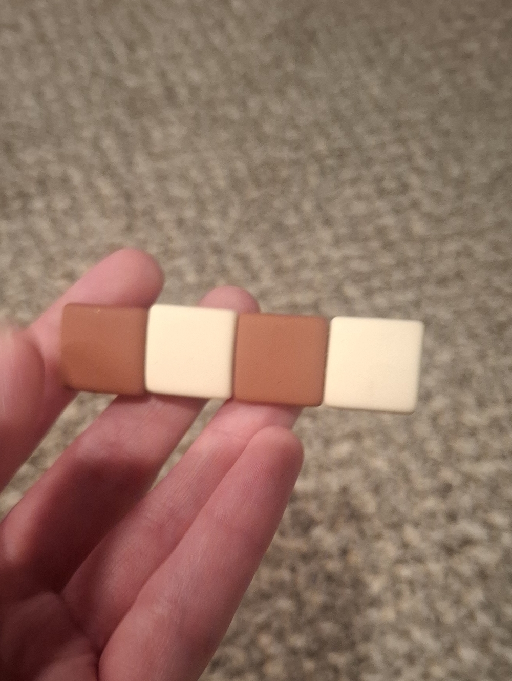 Neutral Square Tile Hair Clip - Cream & Pinkish Tan